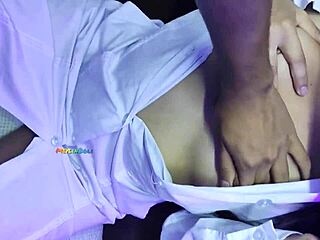 found sexy babe jordanna gomes in elevator teasing