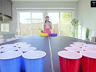 Julia James Loses Pong and Gets Her Tight Hole Stuffed Hard. Watch Her Ride!