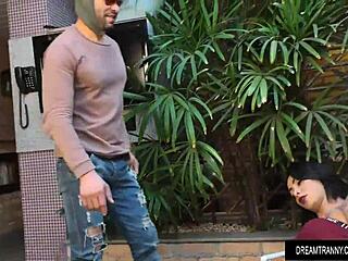 Yo, sultry tranny Nicolly Pantoja catches a peeper and forces a hot blowjob.