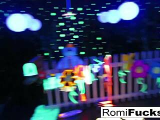 romi rain and dani enjoy lesbian black-light play