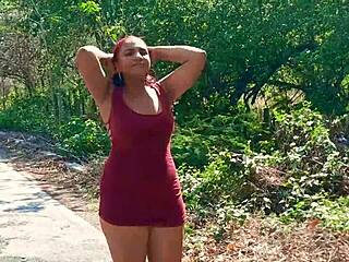 Milf Flashes Natural Tits and Ass in Public Cancun Street Exhibition