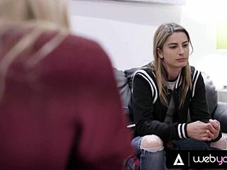 conflicted teen kristen scott explores lesbian sex with petite blonde kenna james