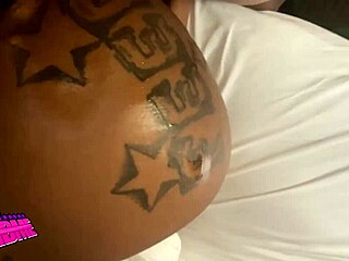 Ebony babe takes massive black cock deep in her ass from POV.