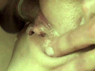 Mommy bends over for monster cock blowjob in high white heels, then intense missionary fucking with shaved pussy.