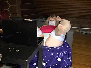 Mature Housewife Teases Friend with Chubby Figure and Stockings in Homemade Chat