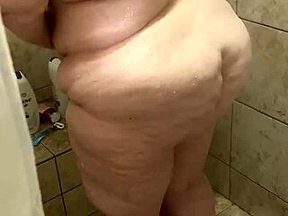 Curvy BBW Wife Caught Naked Washing in Steamy Shower Scene