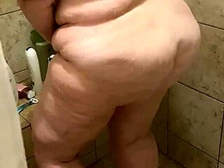 Curvy BBW Wife Caught Naked Washing in Steamy Shower Scene