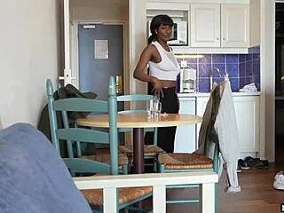 dominatrix guard with big tits catches us, sucks to dodge the cops