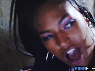 pornfidelity showcases ebony actress tina fire with big natural tits in a sensual scene