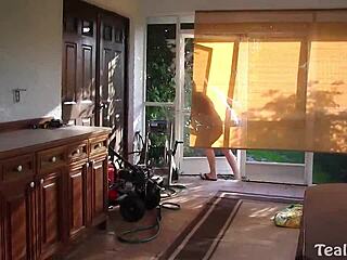 Incredible! Vicky Vette by the pool showing off huge lips and wild moves