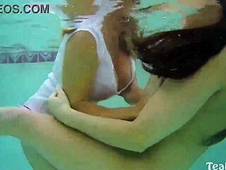 Incredible! Vicky Vette by the pool showing off huge lips and wild moves
