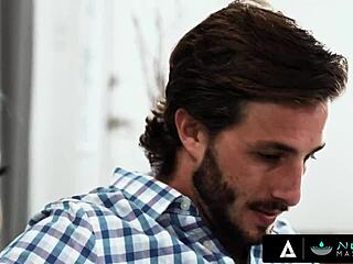 Unbelievable! Naughty lesbian wife Adira Allure fucks employee during Nuru massage!