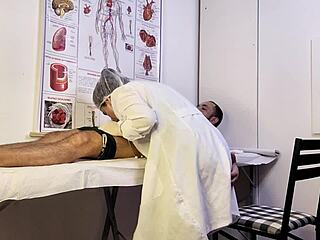 hey, patient gets hard during nurse exam!