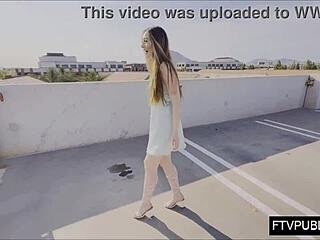 She just slipped off her panties for a daring public anal solo under that skirt.