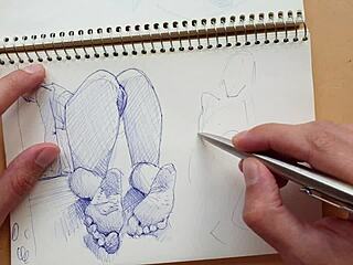 Quick Sketch Of Doggy-Style Foot Fetish In Sketchbook