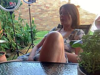 Stepmom engages in mutual masturbation with her mysterious lover outdoors