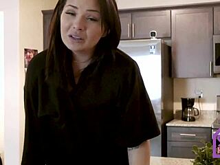 British Milf Stepmom London Rose Catches Stepson Spying on Her Big Ass and Tits in Kitchen Roleplay