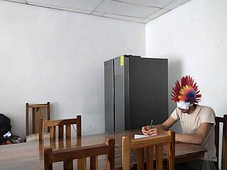 Housemaid Sensually Touches Body with Dildo