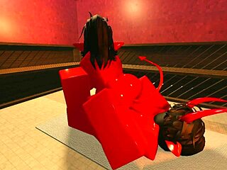 Ez a démon lány olajos teste csábít a szaunában, Roblox stílusban! 🔥