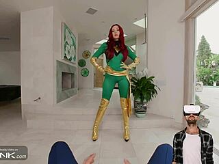 Sexy Redhead Phoenix Rides Big Dick In X-Men Parody