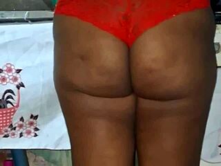 Naughty ebony crente gets wild in the kitchen with her big ass