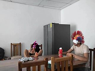 Housemaid Sensually Touches Body with Dildo