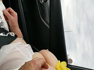 Mature milf flashing a treat for voyeur truckers.