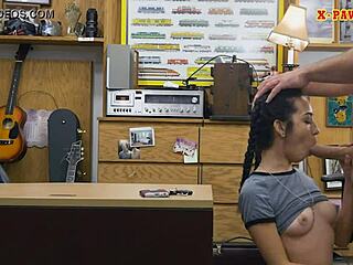 Very slim teen 18+ gets DRILLED by the pawnshop owner in this pov scene