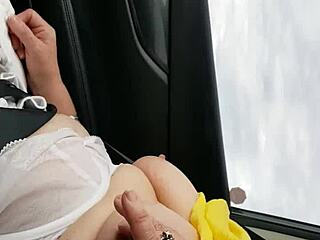 Mature milf flashing a treat for voyeur truckers.