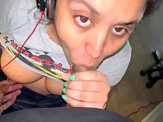 busted with cumshot on face during homework blowjob