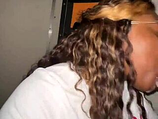 Ebony BBW, you gonna throat that stranger's big black cock at the glory hole?