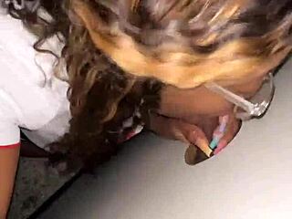 Ebony BBW, you gonna throat that stranger's big black cock at the glory hole?