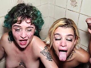 Girls Beg Friends for Double Assfucking and Pissing