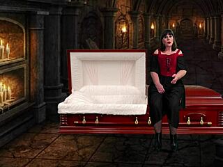 hey granny vampyra stroking my strapon for those intense orgasms with licking and sucking