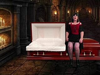 hey granny vampyra stroking my strapon for those intense orgasms with licking and sucking