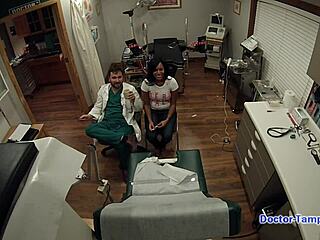 dr tampa examines tori sanchez for pap smear backstage. watch her spread wide in latex gloves!