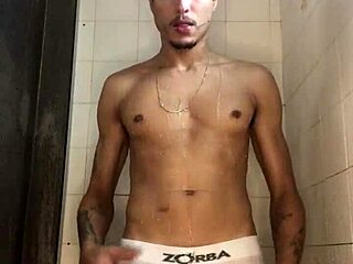 Young Amateur Jerking Off in Shower Bath Homemade Video