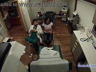 dr tampa examines tori sanchez for pap smear backstage. watch her spread wide in latex gloves!