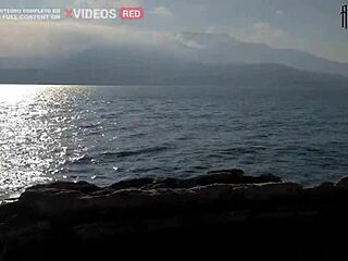 Pervertida Flashes Boobs on Beach Before Wild Rock Encounter