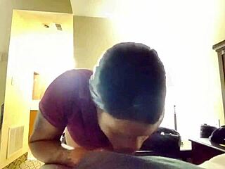 Sloppy blowjob and deepthroat for ebony prostitute in homemade video