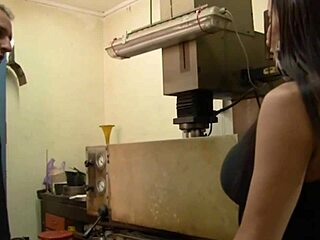 Latina Brunette Flashes Pussy And Assfucks Mechanic In Workshop!