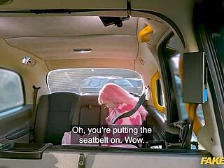 Did you ride in the fake taxi? Pink haired wonder fucker bends over for pussy creampie in car.