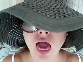 Stepmom teases in public with hairy pussy before hot blowjob.