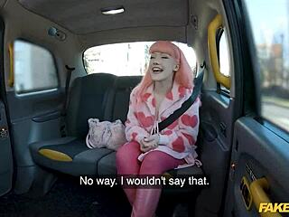 Did you ride in the fake taxi? Pink haired wonder fucker bends over for pussy creampie in car.