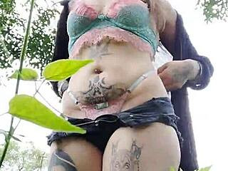 Curvy Girl Flashes Tits Outdoors