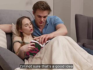 Neighbors choose sex over literature with big cock fucking and creampie.