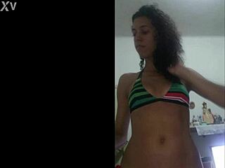 Pretty amateur teases in red bikini