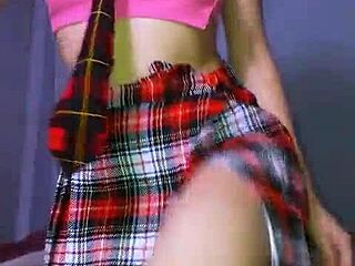 Bonneyuwu Intensely Masturbates with Huge Dildo as Schoolgirl