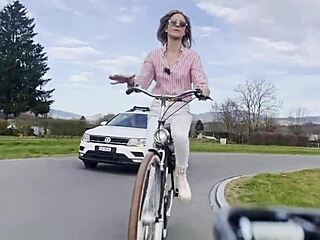 Miss Daisy Diamond Riding Bike with Sexy Ass Outdoors