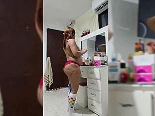 curvy latina nerd tries on panties for missionary and doggystyle fucks